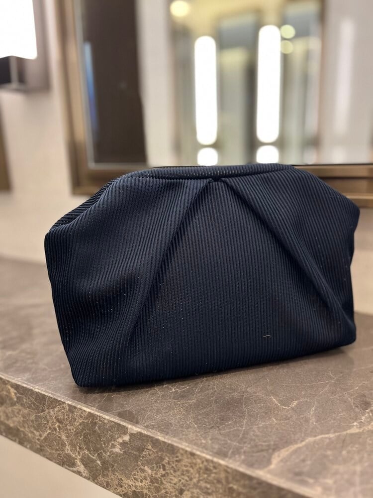 Pile Detaylı Clutch Çanta | Lacivert