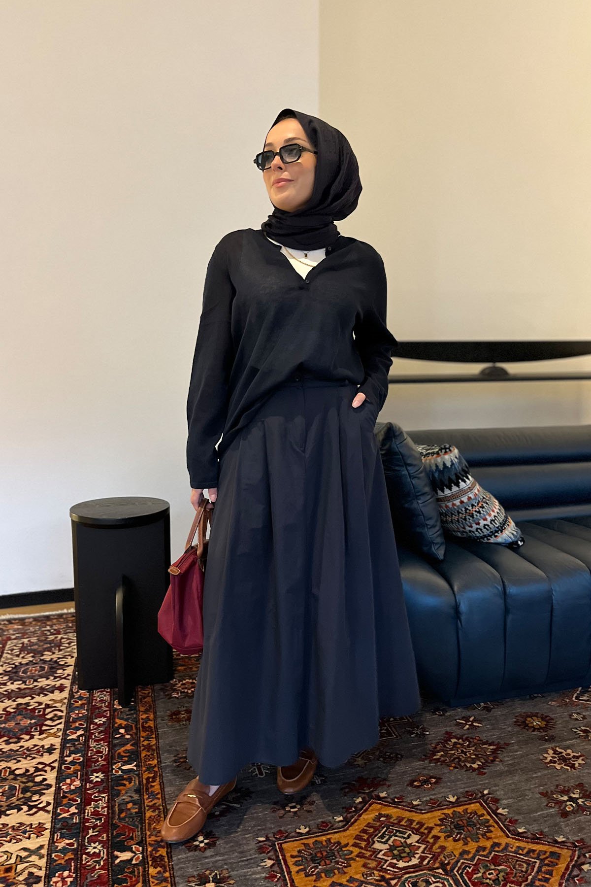 Pure Poplin Pile Etek Lacivert