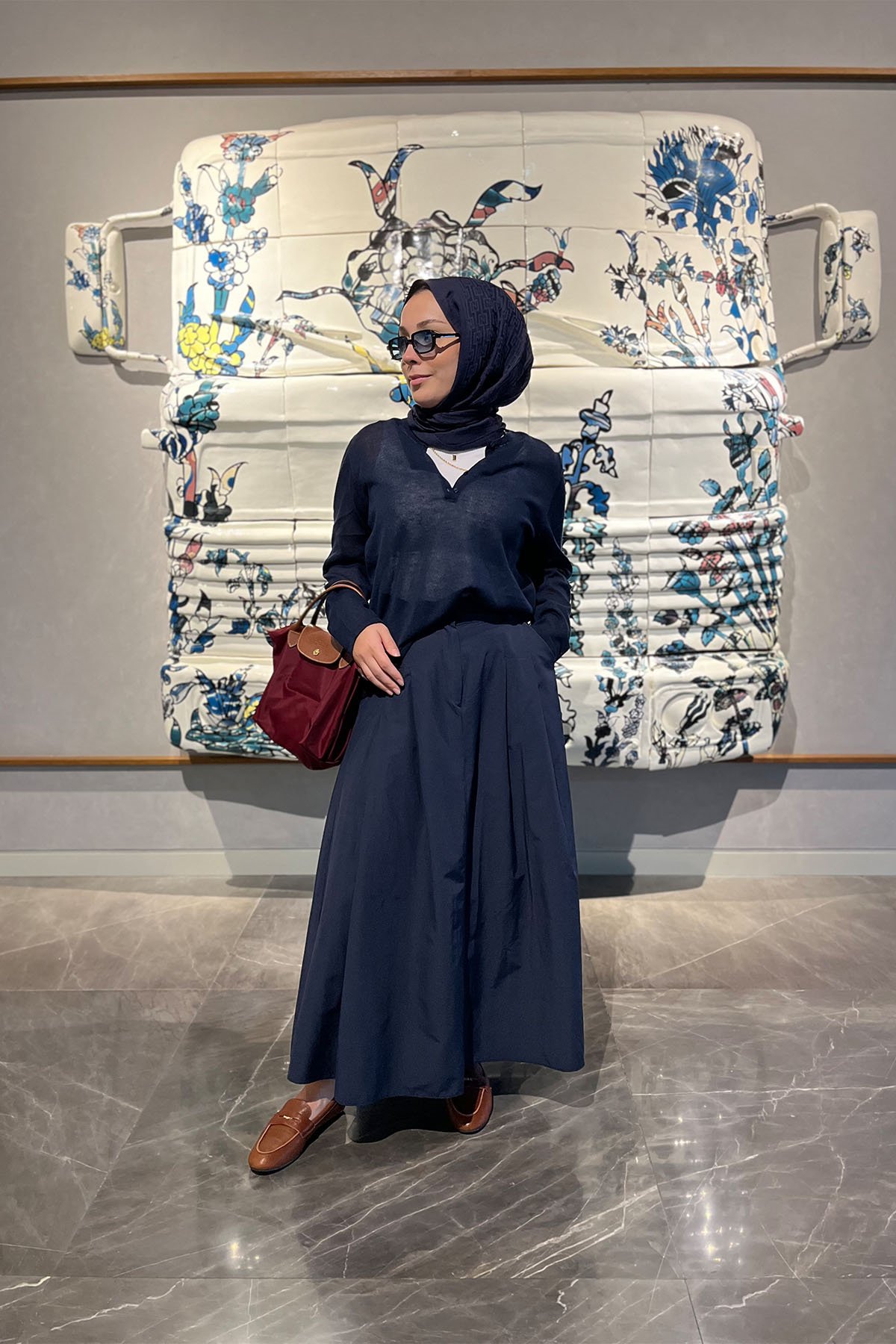 Pure Poplin Pile Etek Lacivert