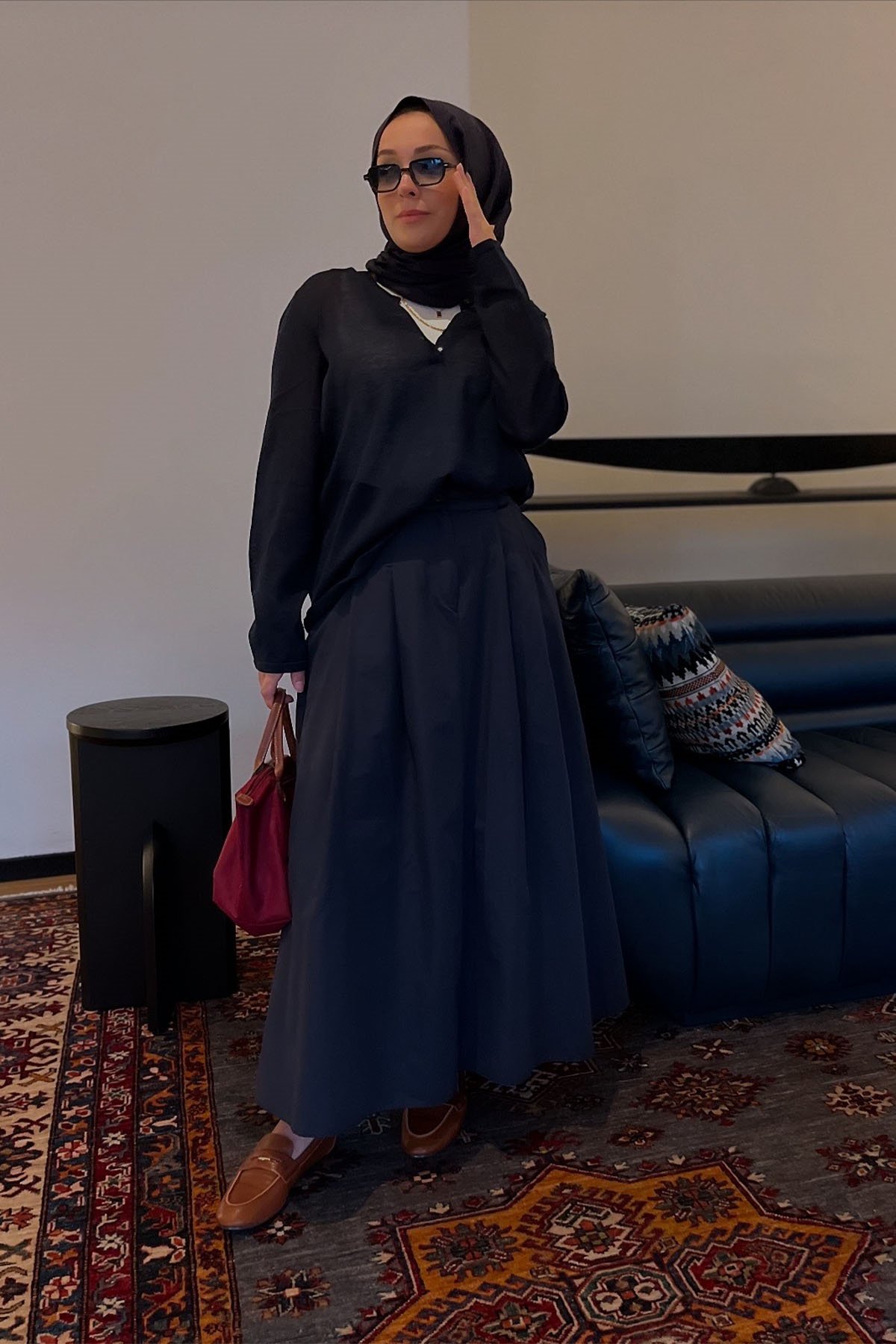 Pure Poplin Pile Etek Lacivert