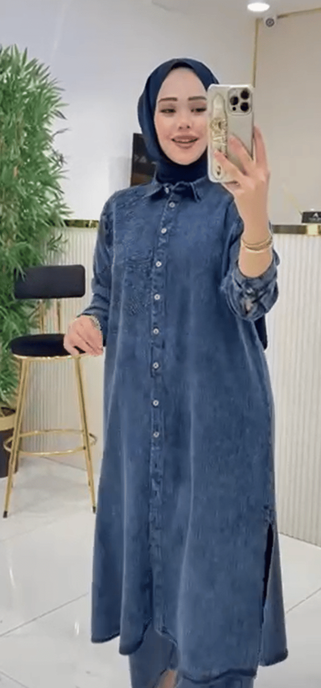2 Parçalı Tunik Takım %100 Pamuk Lacivert