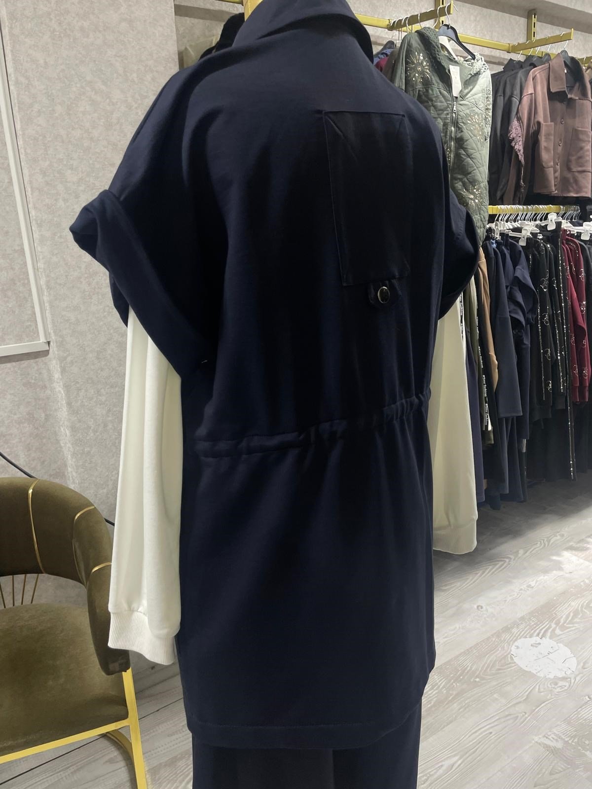 Fermuarlı Tunik, Pantolon Günlük Causal 3'lü Takım Şık & Rahat Stil Lacivert
