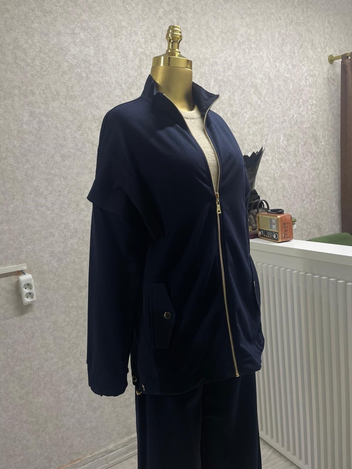 Fermuarlı Tunik, Pantolon Günlük Causal 2'lü Takım Şık & Rahat Stil Lacivert
