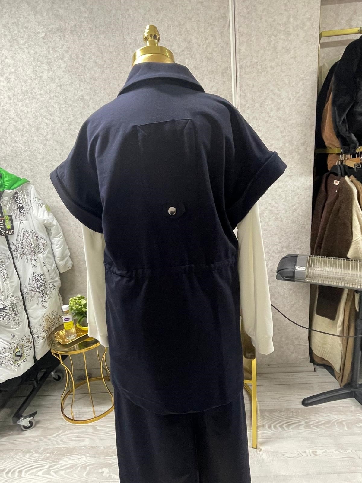 Fermuarlı Tunik, Pantolon Günlük Causal 3'lü Takım Şık & Rahat Stil Lacivert