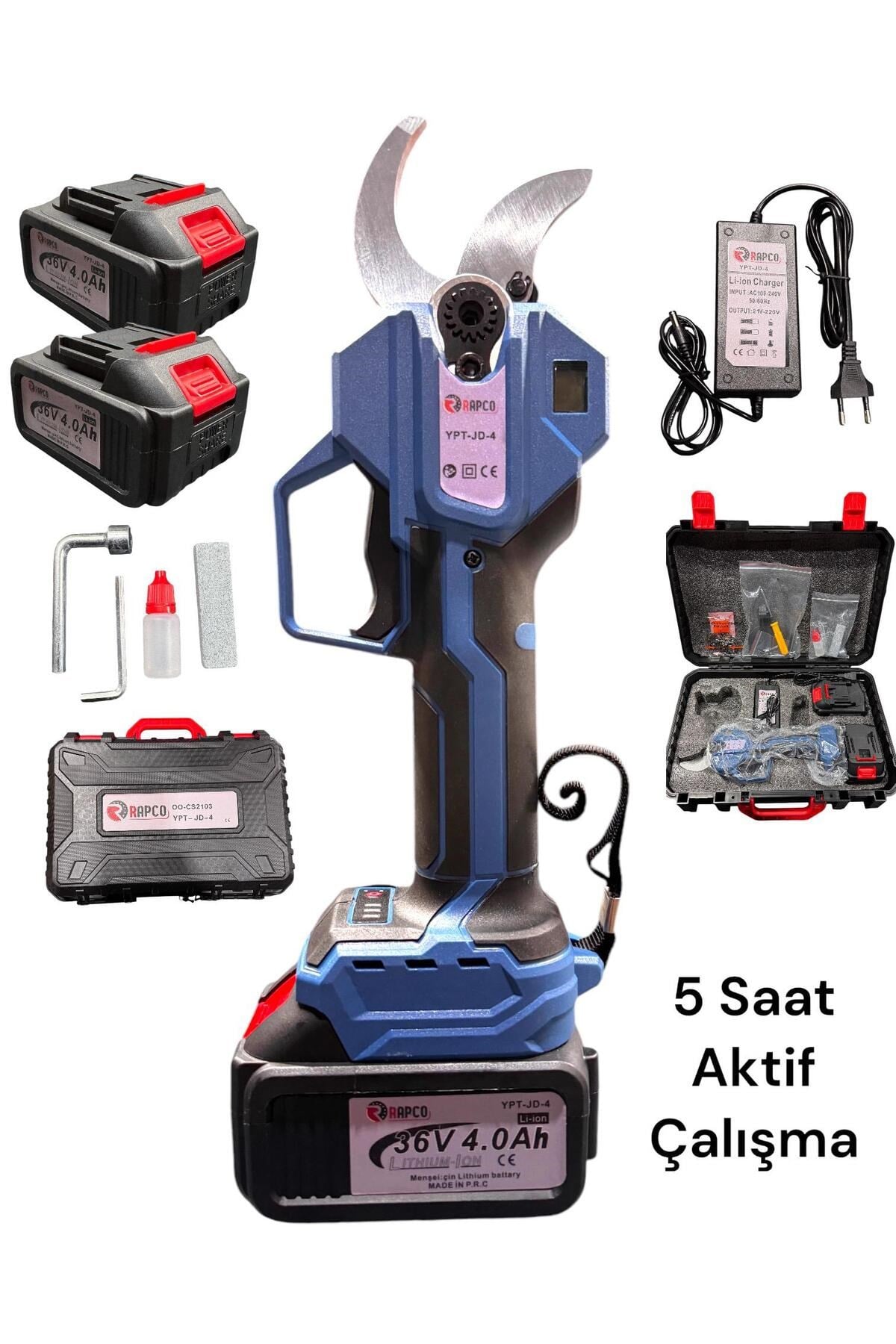 Çift Akülü Bağ Makası Dijital Göstergeli 36V 4 mAh Otomatik Ayarlanabilir Çelik Ağızlı