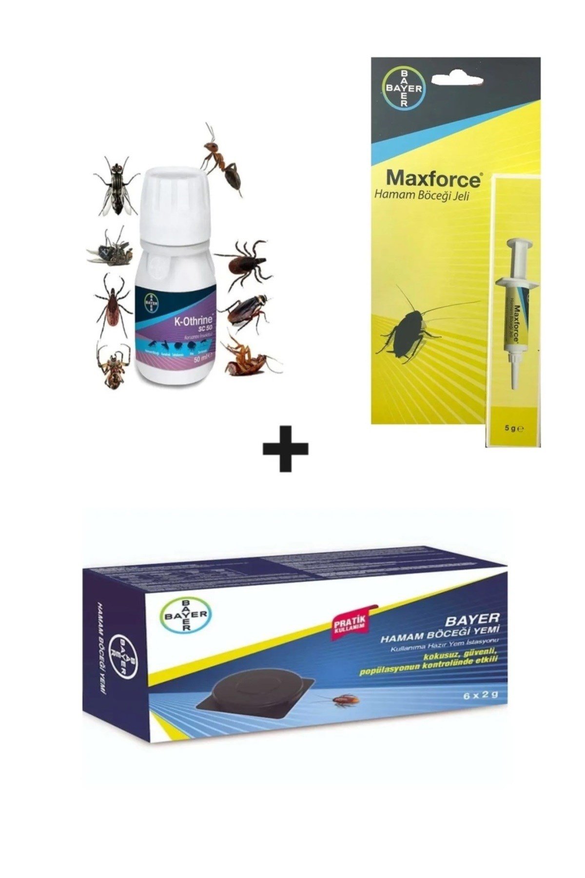 Hamam Böceği İlaçlama Seti-Bayer Maxforce 5 Gr + K-othrıne Sc50 50ml + Hamamböceği Yemi İstasyonu