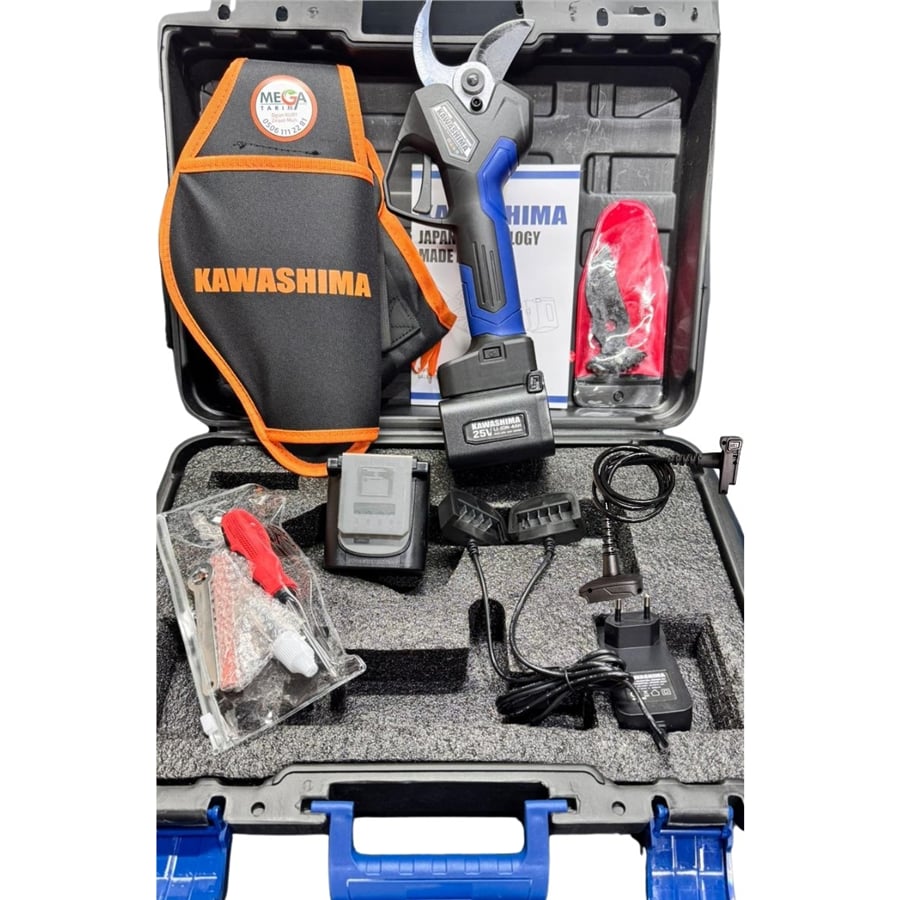 Kawashima 45MM Akülü Budama Makası 25 Volt 4 Ah 100WH Özel Üretim 12 Saat Çalışma Süresi