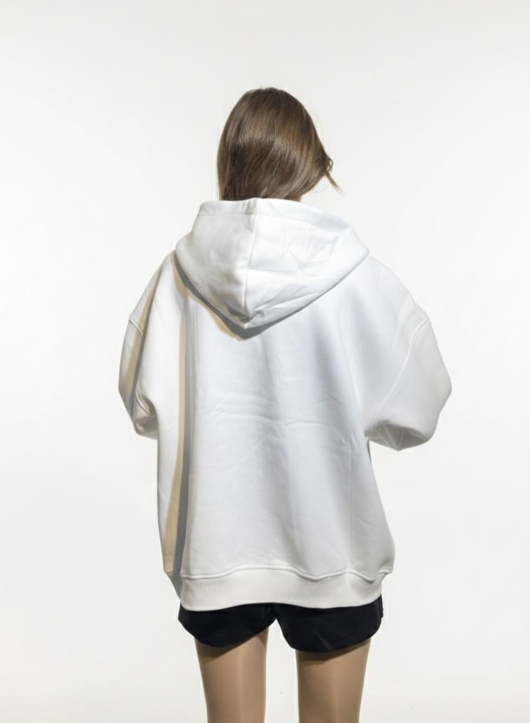 Beyaz Kapüşonlu Sweatshirt