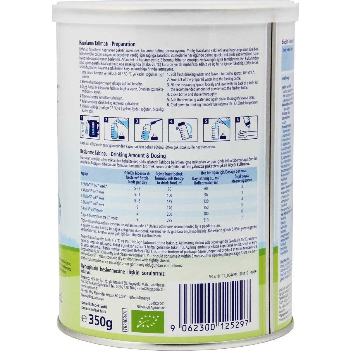 1 Organik Combiotic Bebek Sütü 350gr 12 Adet