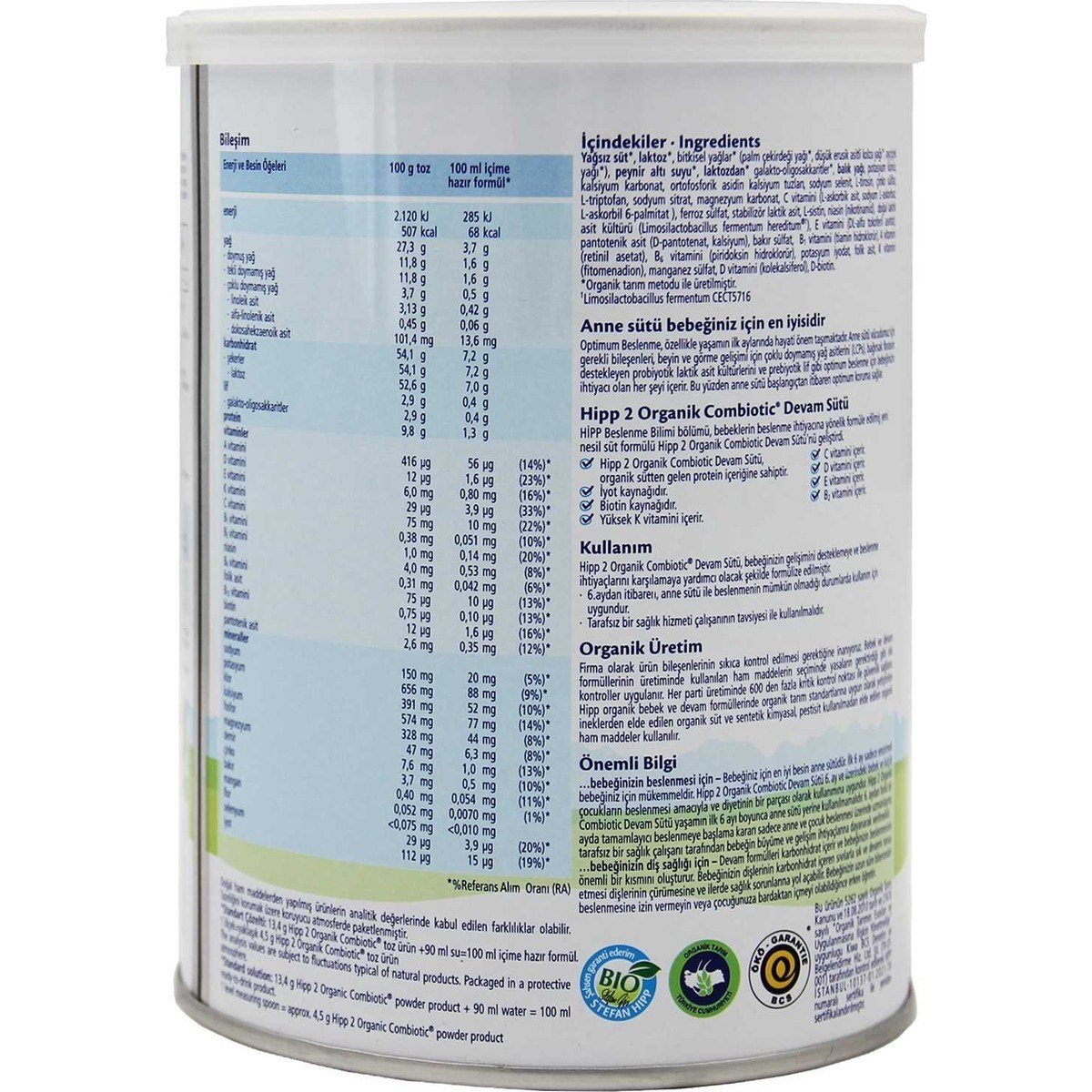 2 Organik Combiotic Devam Sütü 350 gr 6 Adet Sütlü Biberon Maması 6-9 Ay İçin