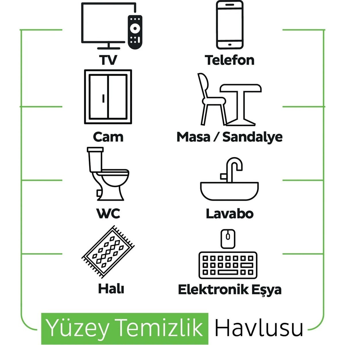 Pine Yüzey Temizlik Havlusu mendili Çam Ferahlığı 100 Yaprak