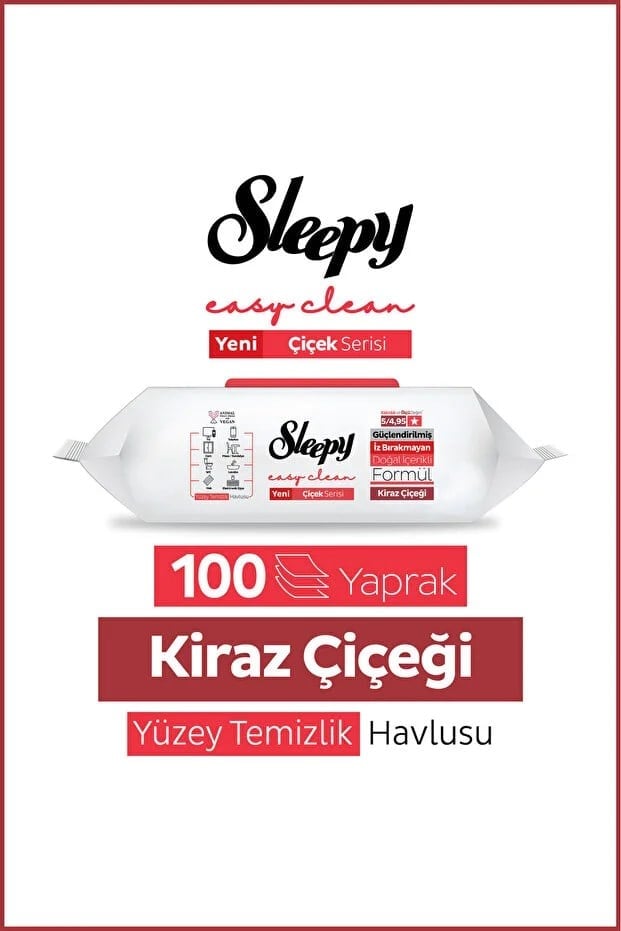 Sleepy Kiraz Çiçeği Yüzey Temizleme Havlusu 100'lü