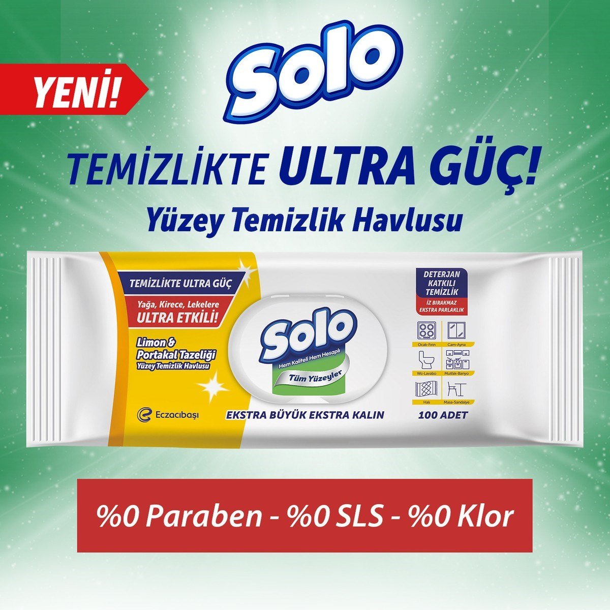 Temizlikte Ultra Güç Limon&Portakal Tazeliği Yüzey Temizlik Havlusu 100 Yaprak