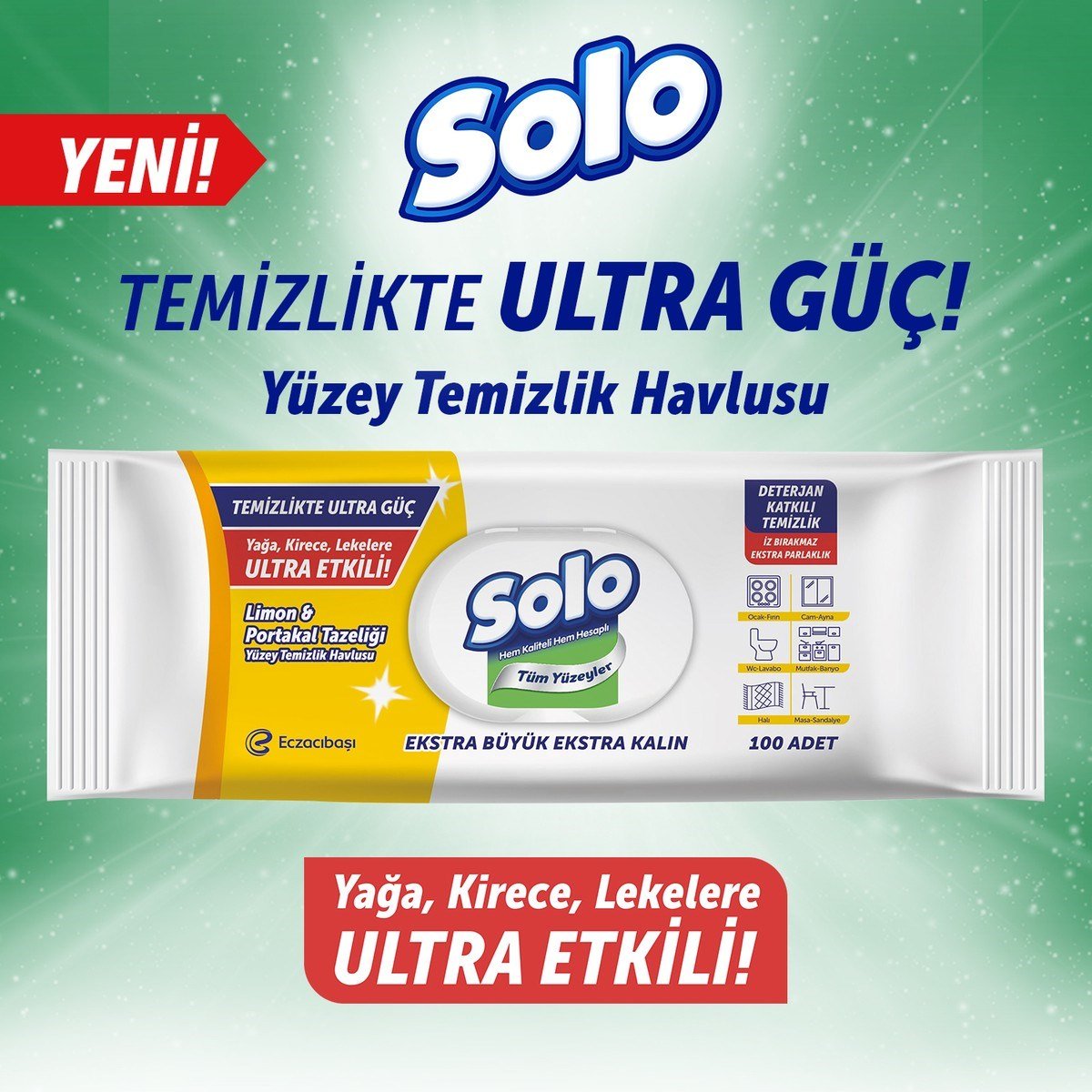 Temizlikte Ultra Güç Limon&Portakal Tazeliği Yüzey Temizlik Havlusu 100 Yaprak