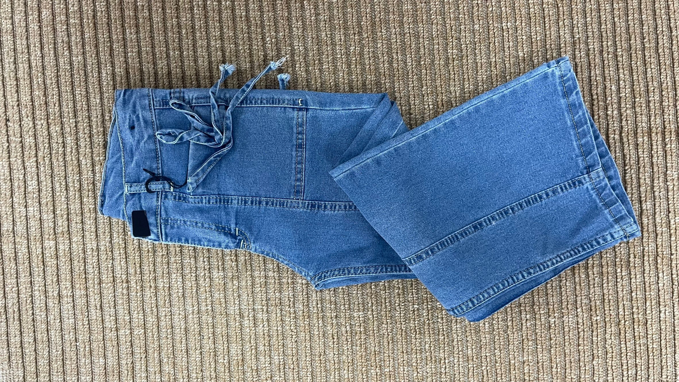 Bol Paça Denim Pantolon Mavi – Ayarlanabilir Bel, Kız Çocuk, 5–8 Yaş