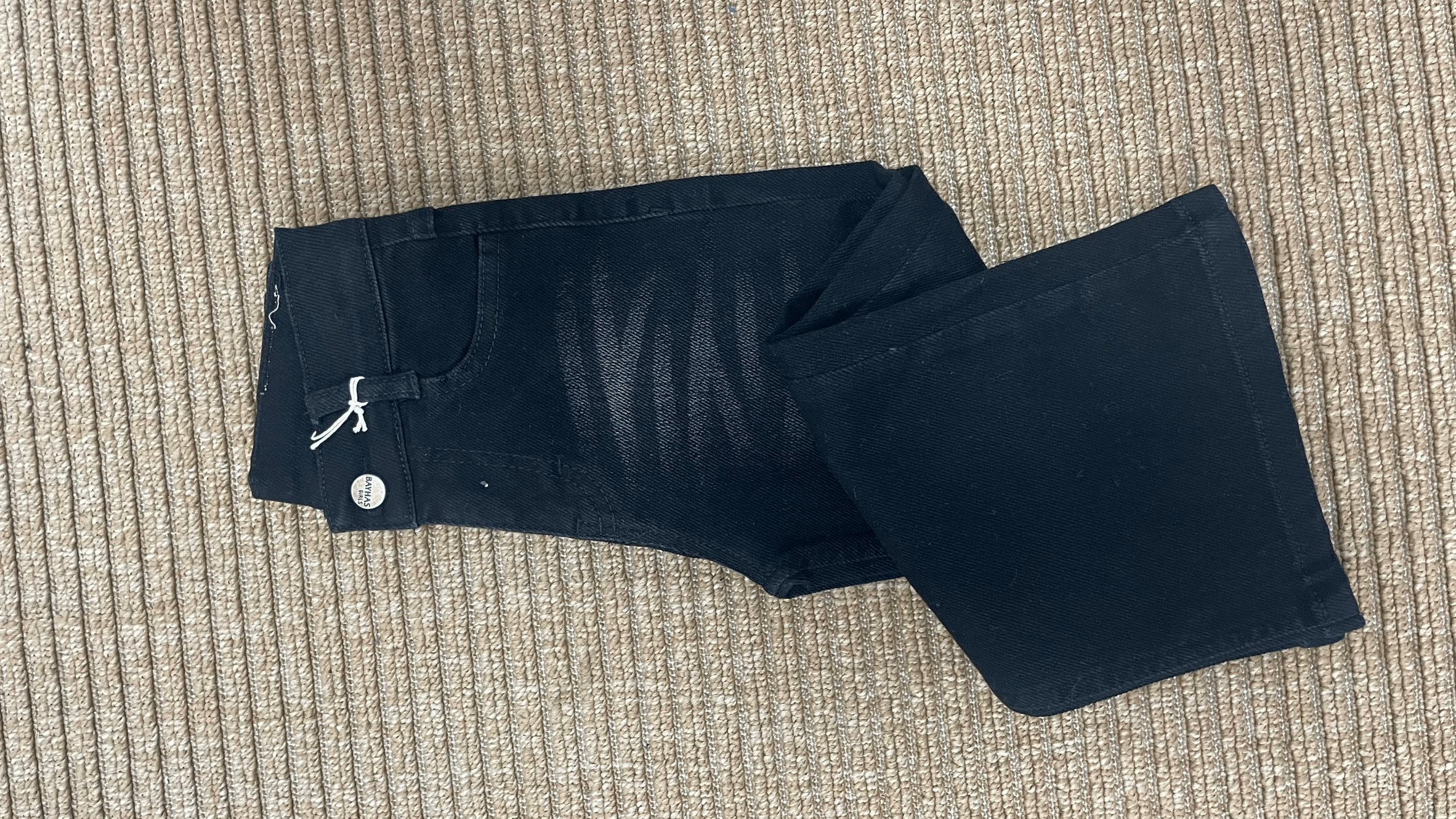 Bol Paça Siyah Denim Pantolon – Ayarlanabilir Bel, Kız Çocuk, 5–8 Yaş