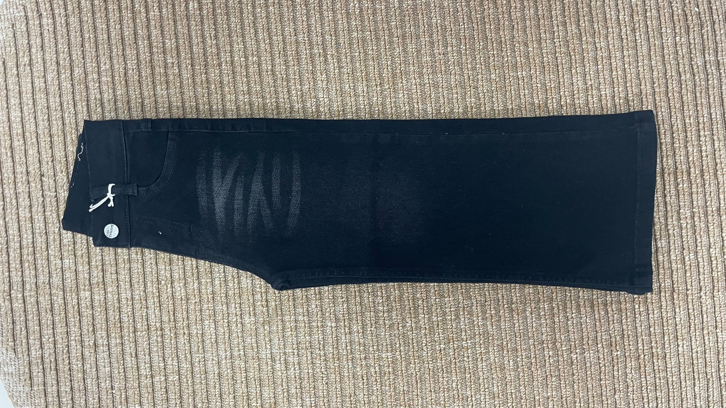 Bol Paça Siyah Denim Pantolon – Ayarlanabilir Bel, Kız Çocuk, 5–8 Yaş