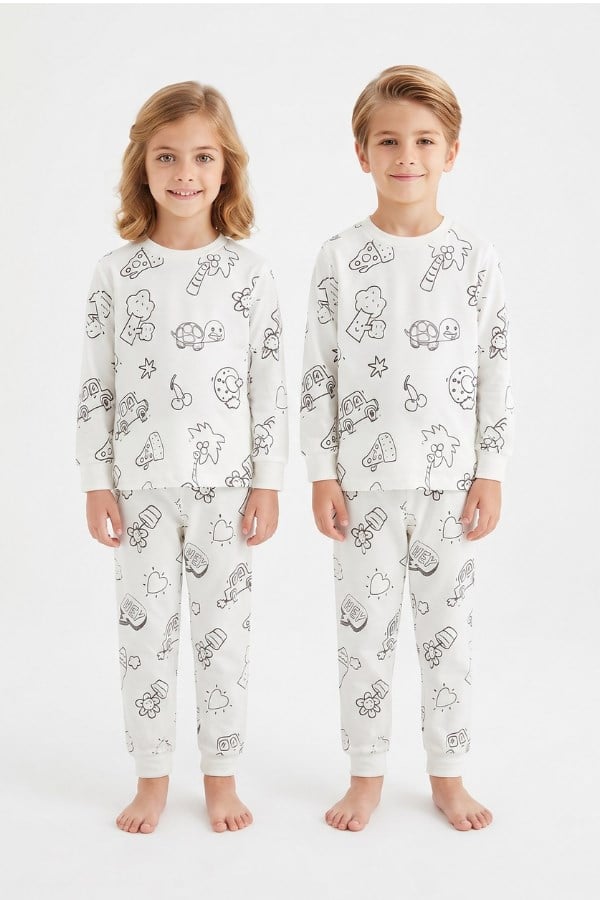 Çocuk Boyanabilir Pijama Takımı ve Boya Kalem Seti