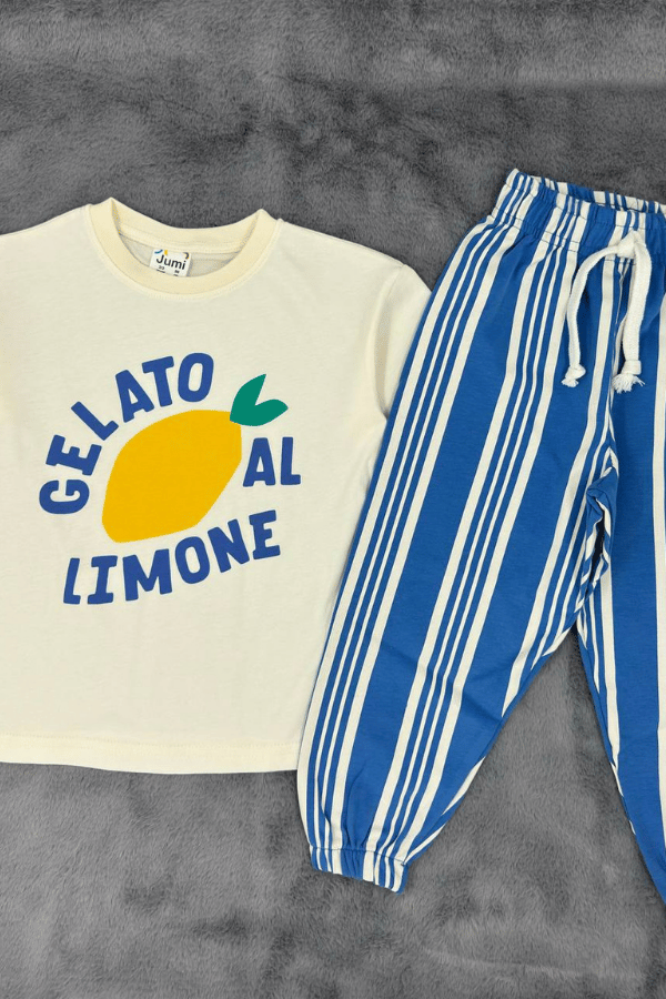Çocuk Limon Baskılı Tişört ve Pantolon Takım