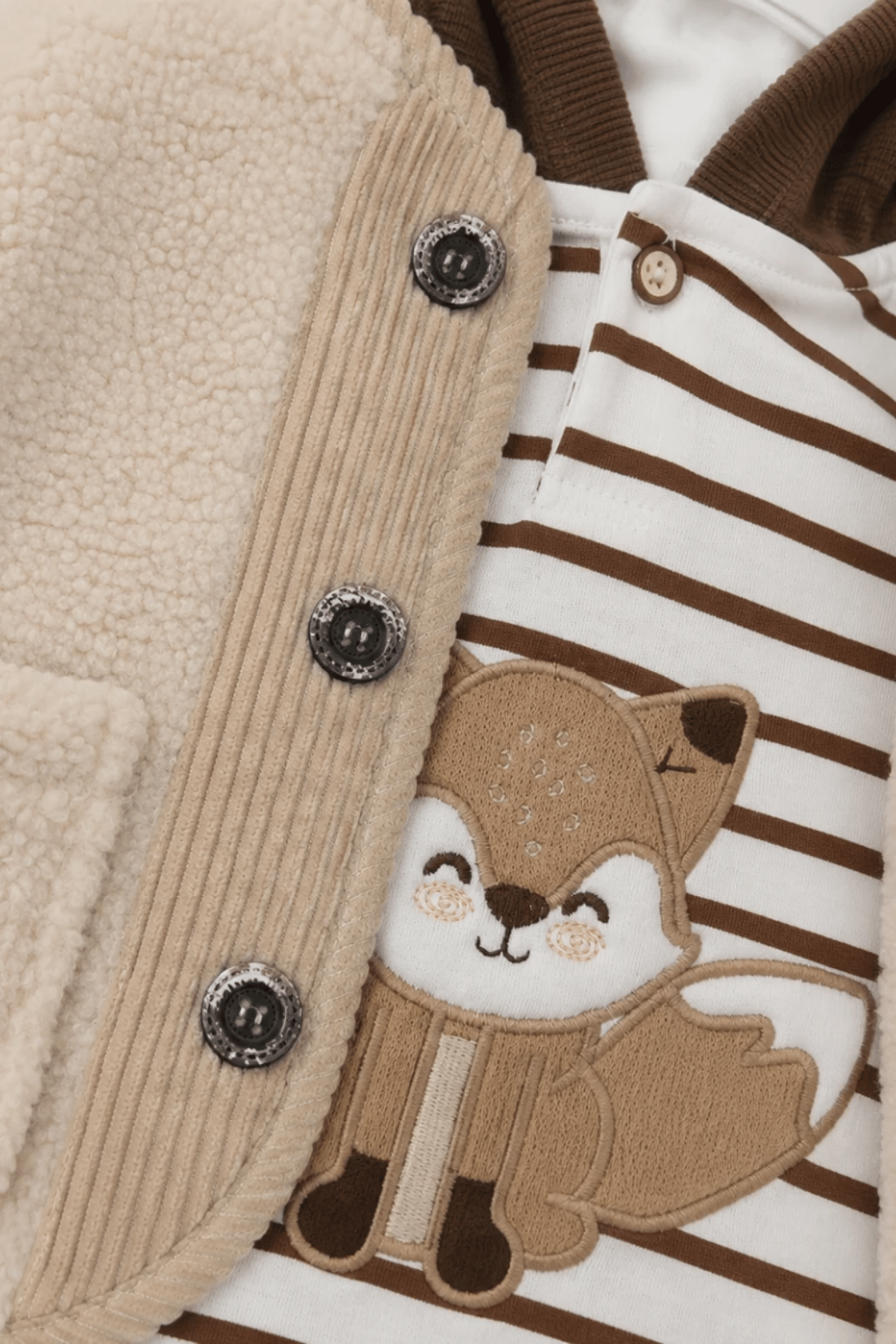 Erkek Bebek Peluş Montlu 3'lü Takım