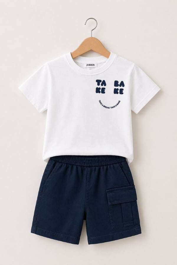 Erkek Çocuk Baskılı Gabardin Şortlu Takım