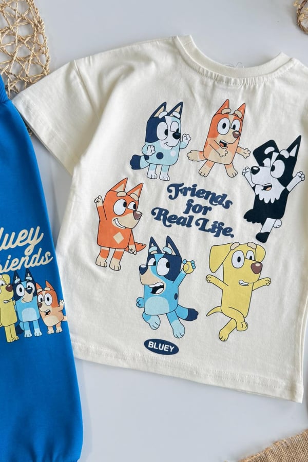 Erkek Çocuk Bluey Baskılı Eşofman Takım Mavi