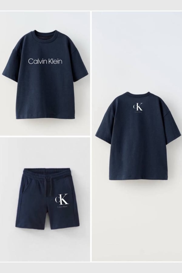 Erkek Çocuk Logo Baskılı Tişört ve Şort Takım Lacivert | Noblekids