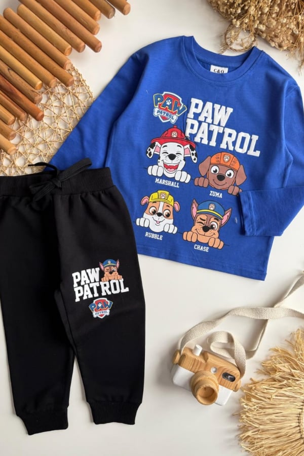 Erkek Çocuk Paw Petrol Baskılı İnce Eşofman Takım Mavi