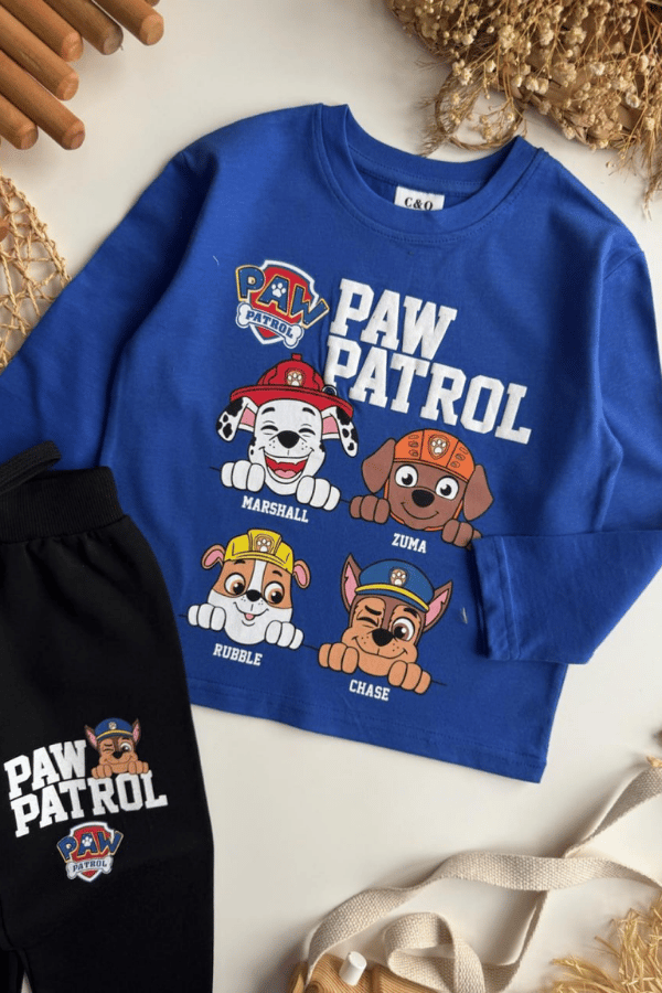 Erkek Çocuk Paw Petrol Baskılı İnce Eşofman Takım Mavi
