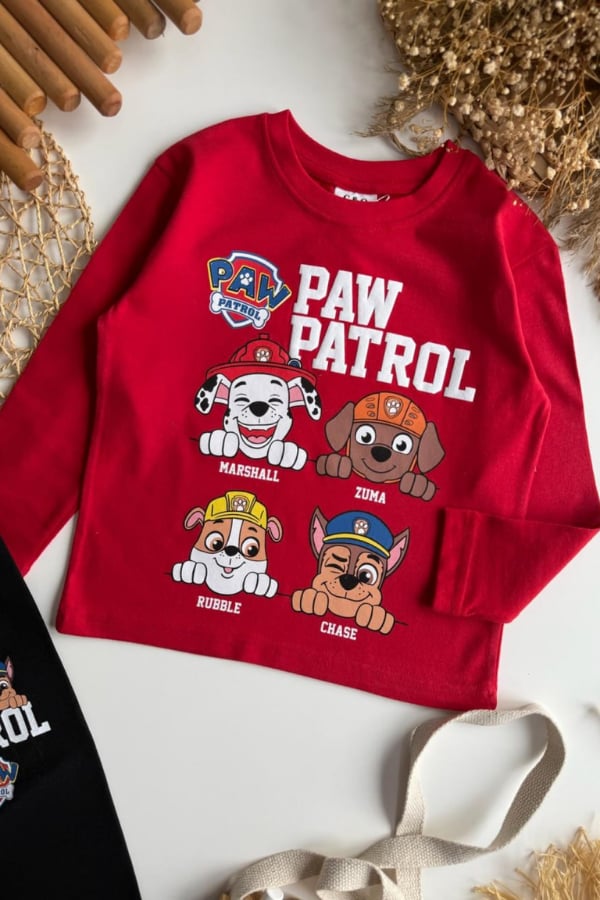 Erkek Çocuk Paw Petrol Baskılı İnce Eşofman Takım Kırmızı