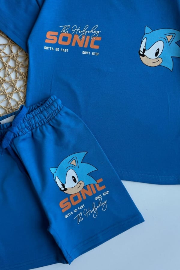 Erkek Çocuk Sonic Baskılı Eşofman Takım Mavi