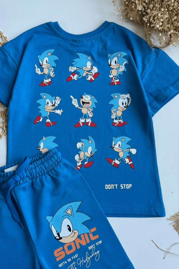 Erkek Çocuk Sonic Baskılı Eşofman Takım Mavi