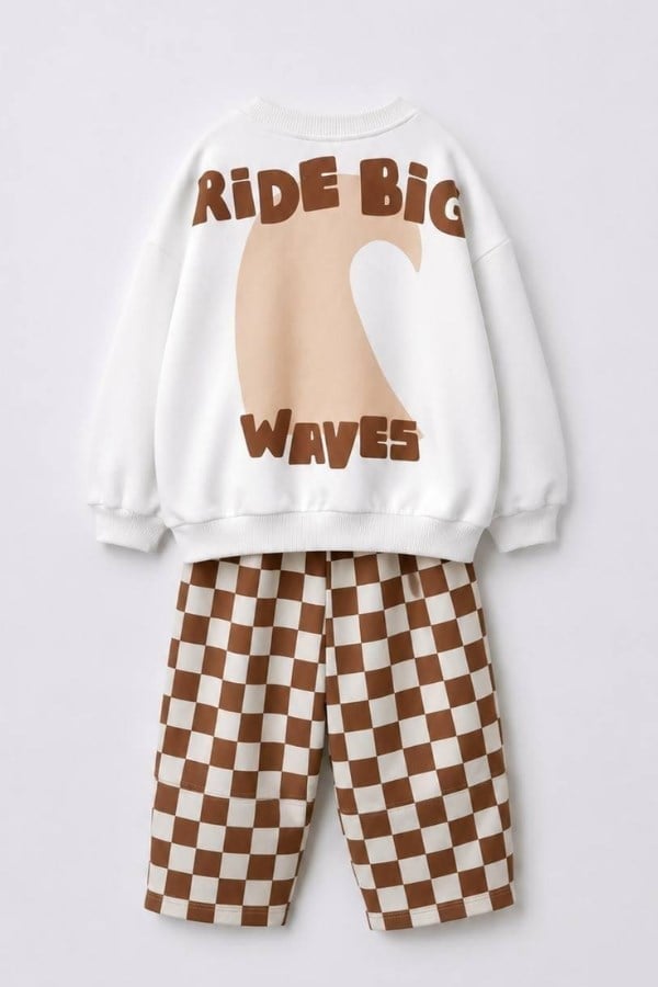 Erkek Çocuk Sweatshirt ve Damalı Eşofman Takım