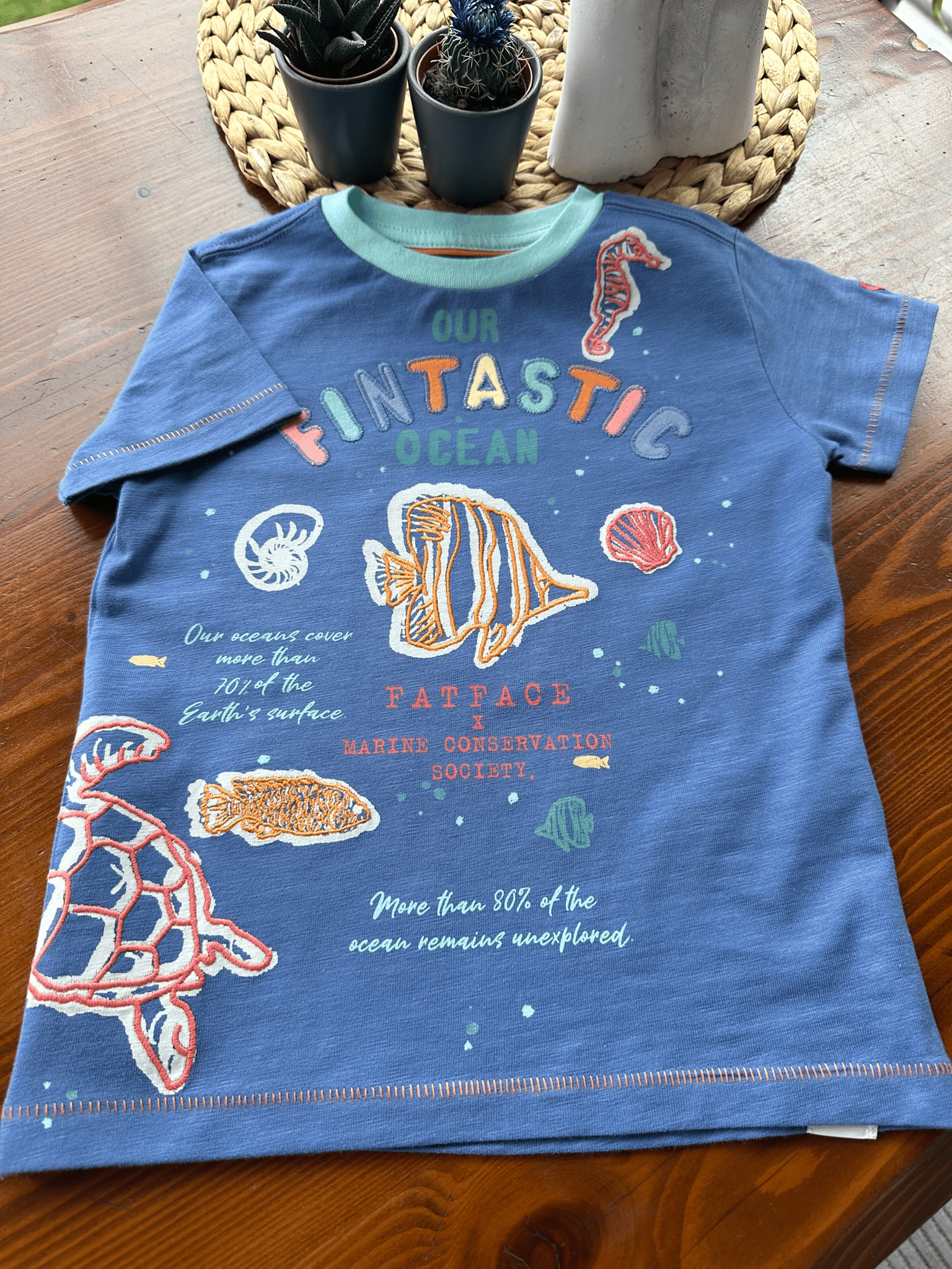 FatFace “Our Fintastic Ocean” Çocuk Tişört – Mavi