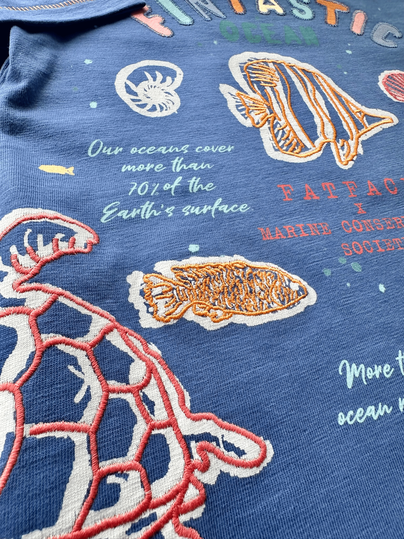 FatFace “Our Fintastic Ocean” Çocuk Tişört – Mavi