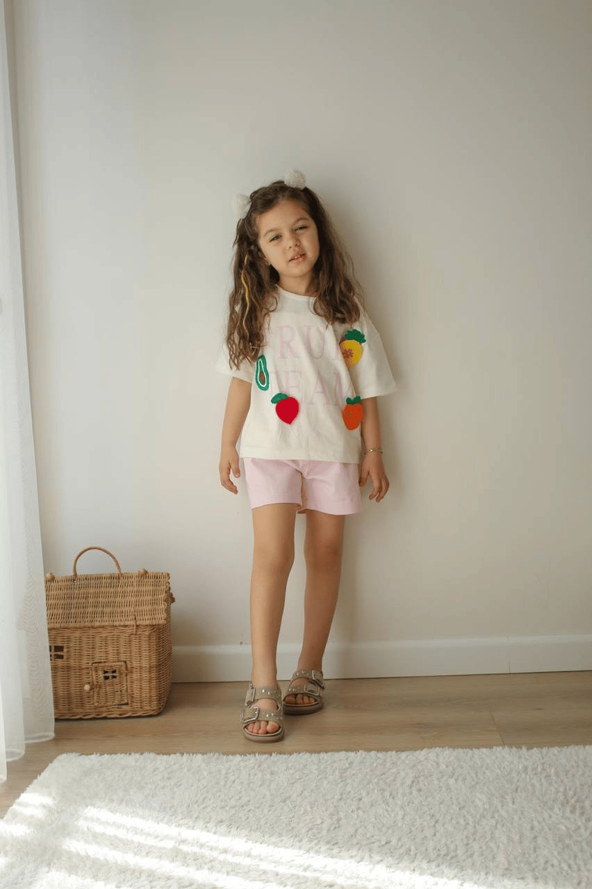 Fruit Team Kız Çocuk Şortlu Takım – Ekru/Pembe