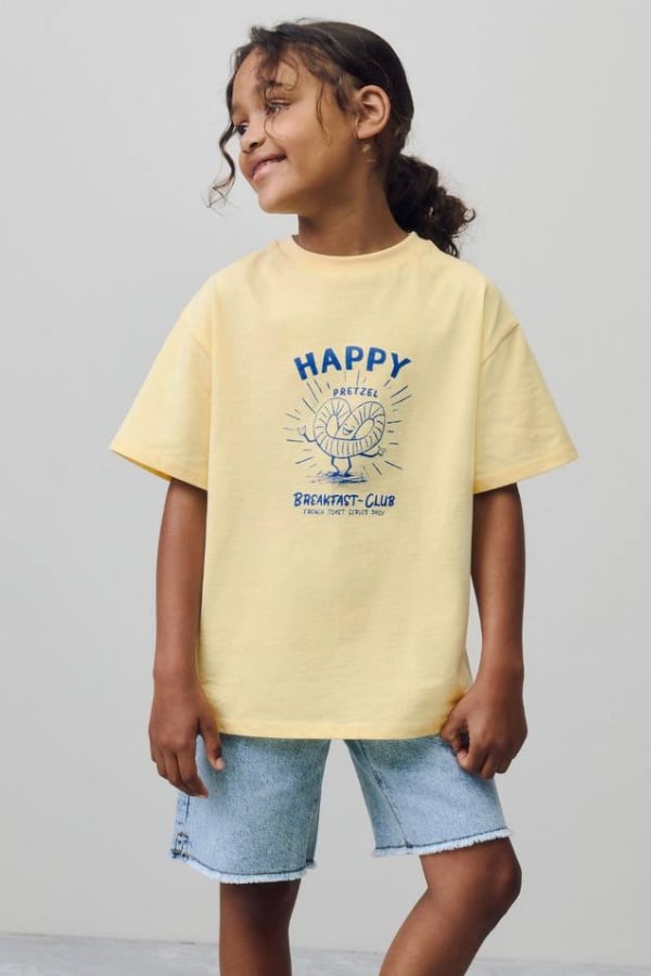 happy yazılı sarı tişört