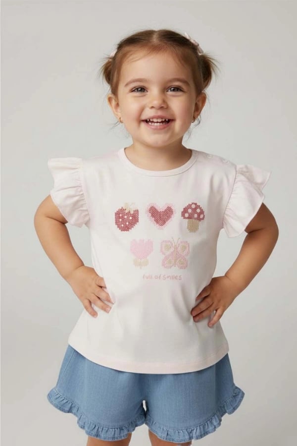 Kız Bebek Tişört ve Şort Takım Pembe
