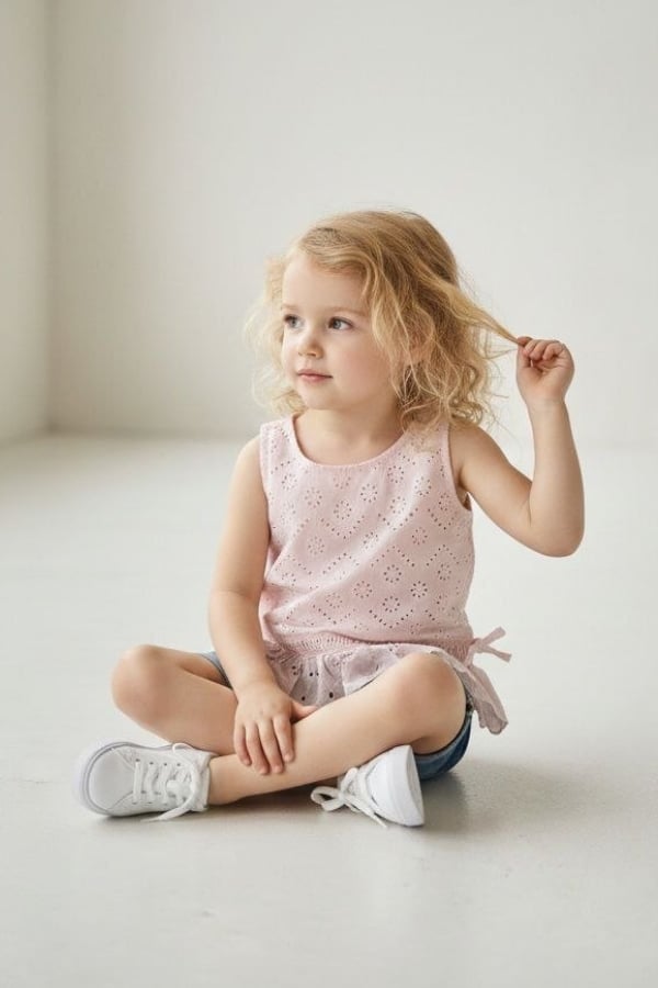 Kız Çocuk Biyeli Bluz Pembe | Noblekids