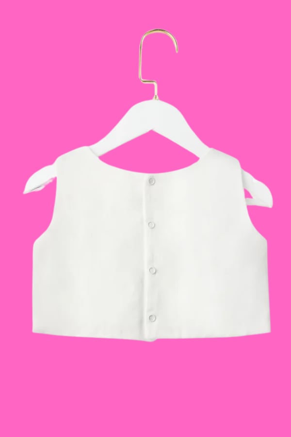 Kız Çocuk Fiyonk Detaylı Crop Ekru | Noblekids