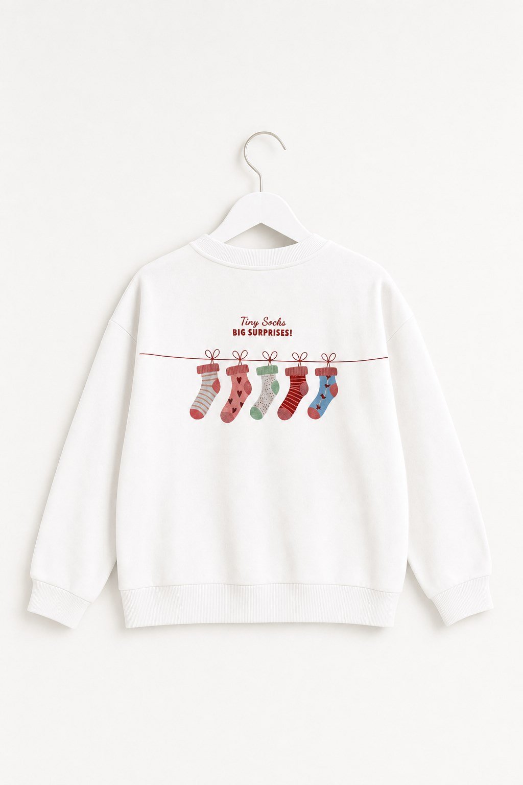 Kız Çocuk Kazak Baskılı Oversize Sweatshirt Ekru
