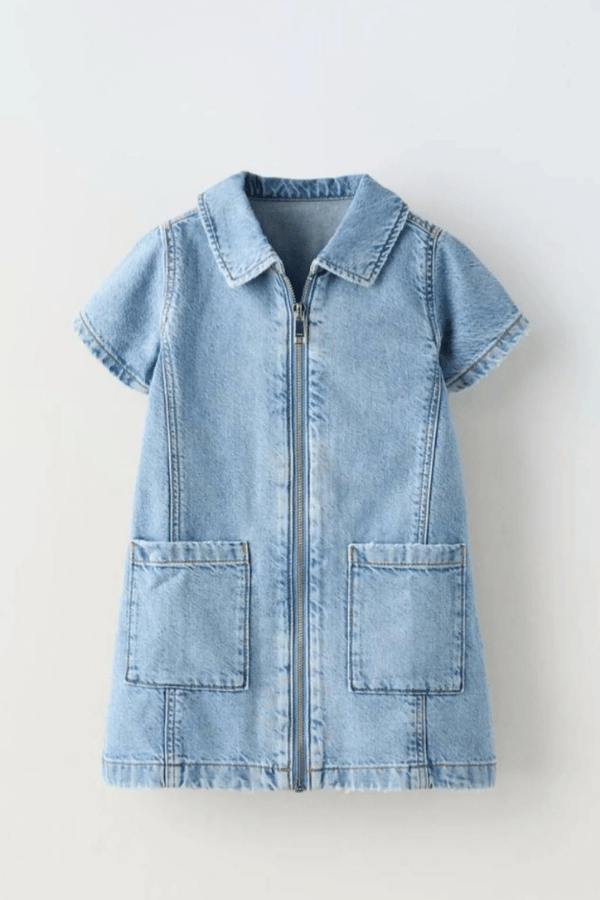 Kız Çocuk Kısa Kol Denim Elbise