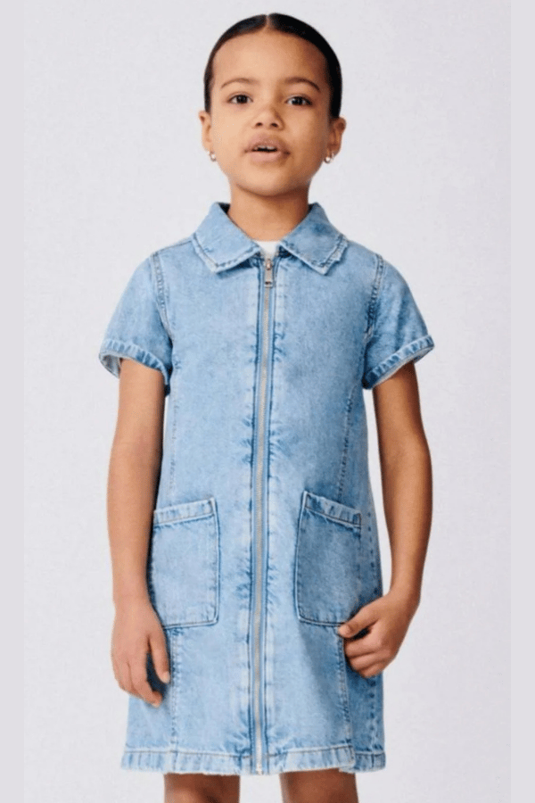 Kız Çocuk Kısa Kol Denim Elbise