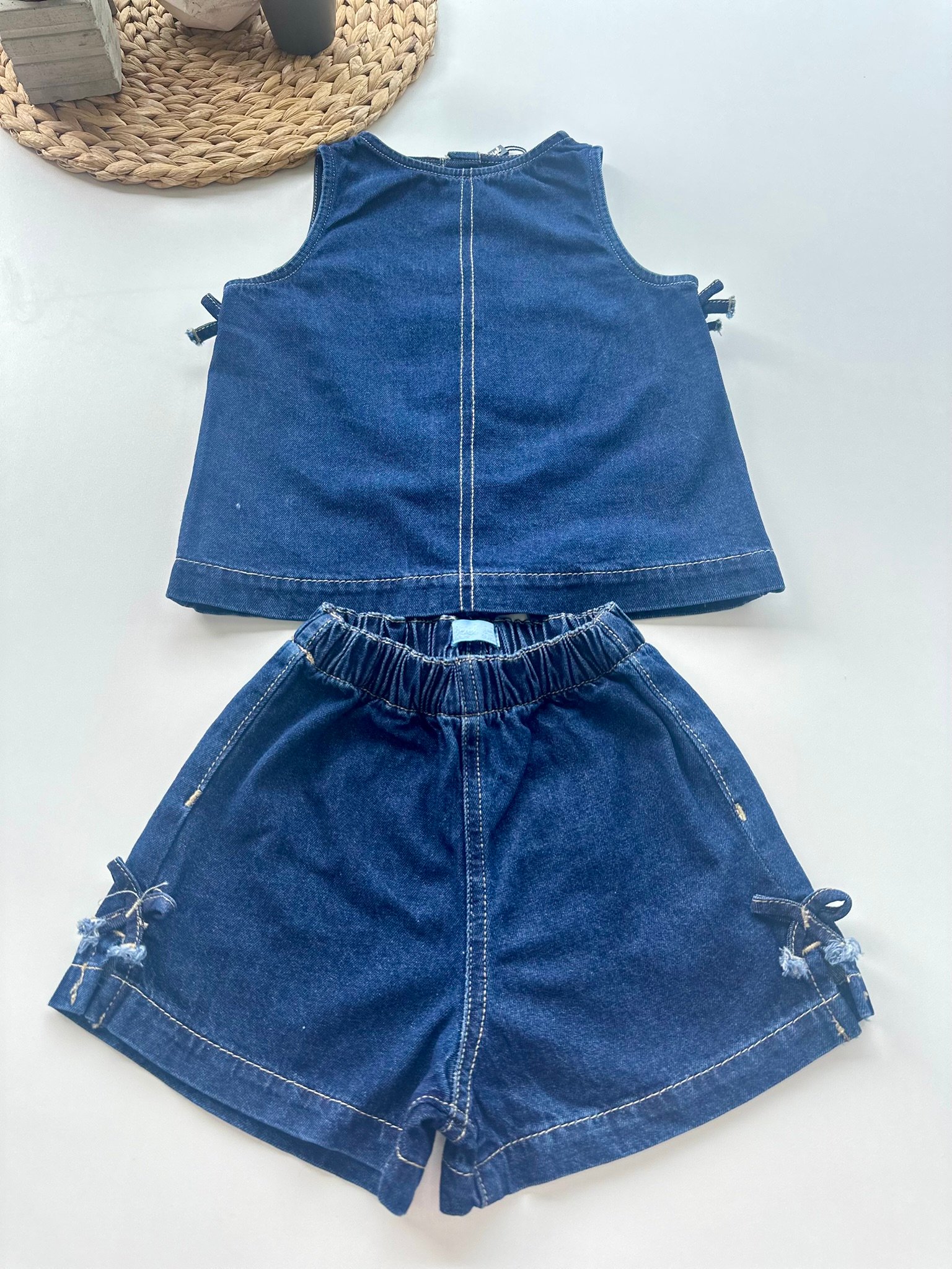 Kız Çocuk Kolsuz Denim Takım – Lacivert