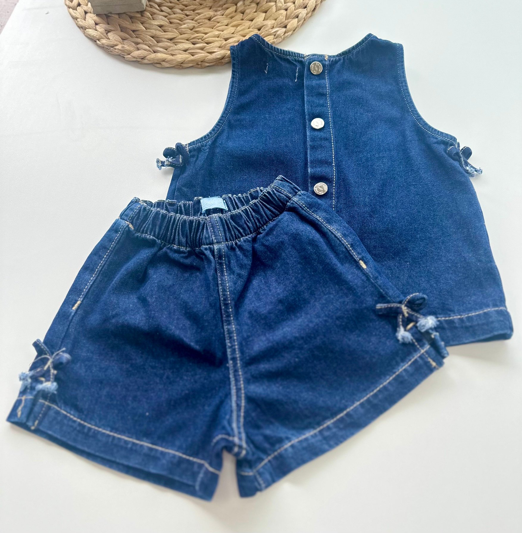 Kız Çocuk Kolsuz Denim Takım – Lacivert