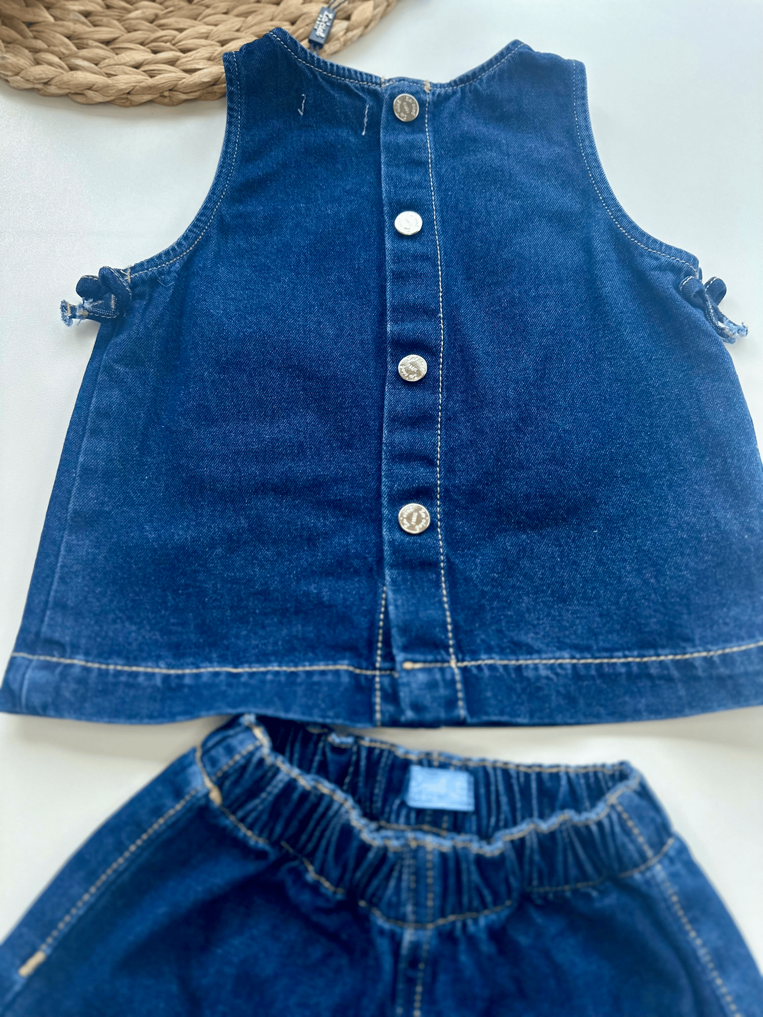 Kız Çocuk Kolsuz Denim Takım – Lacivert