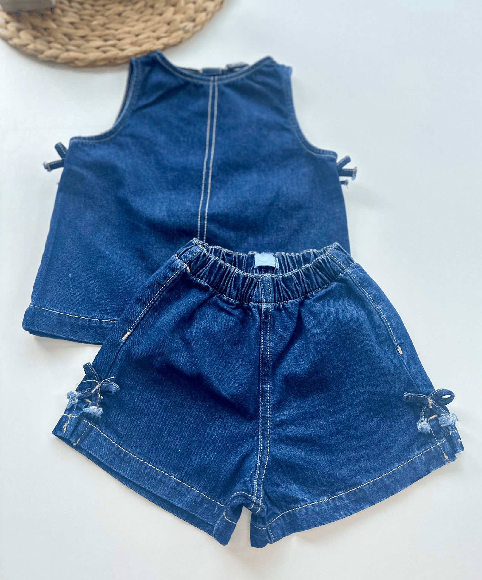 Kız Çocuk Kolsuz Denim Takım – Lacivert