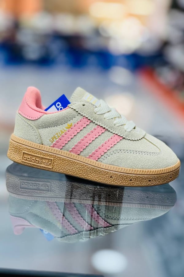 Kız Çocuk Pembe Şeritli Spor Ayakkabı Bej | Noblekids