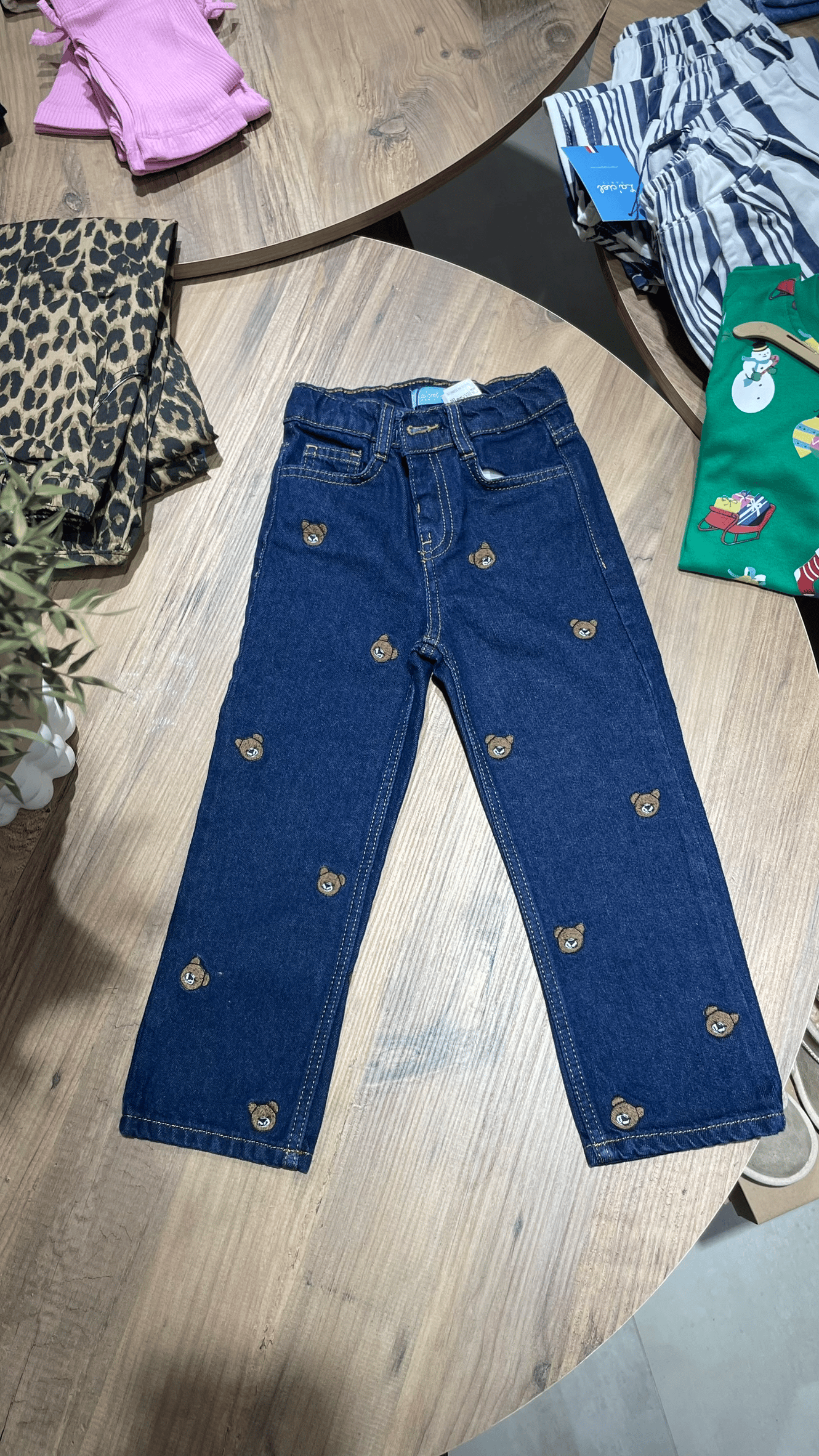 La Ciel Paris Ayarlanabilir Bel Detaylı Çocuk Denim Pantolon – Nakışlı Boru Paça