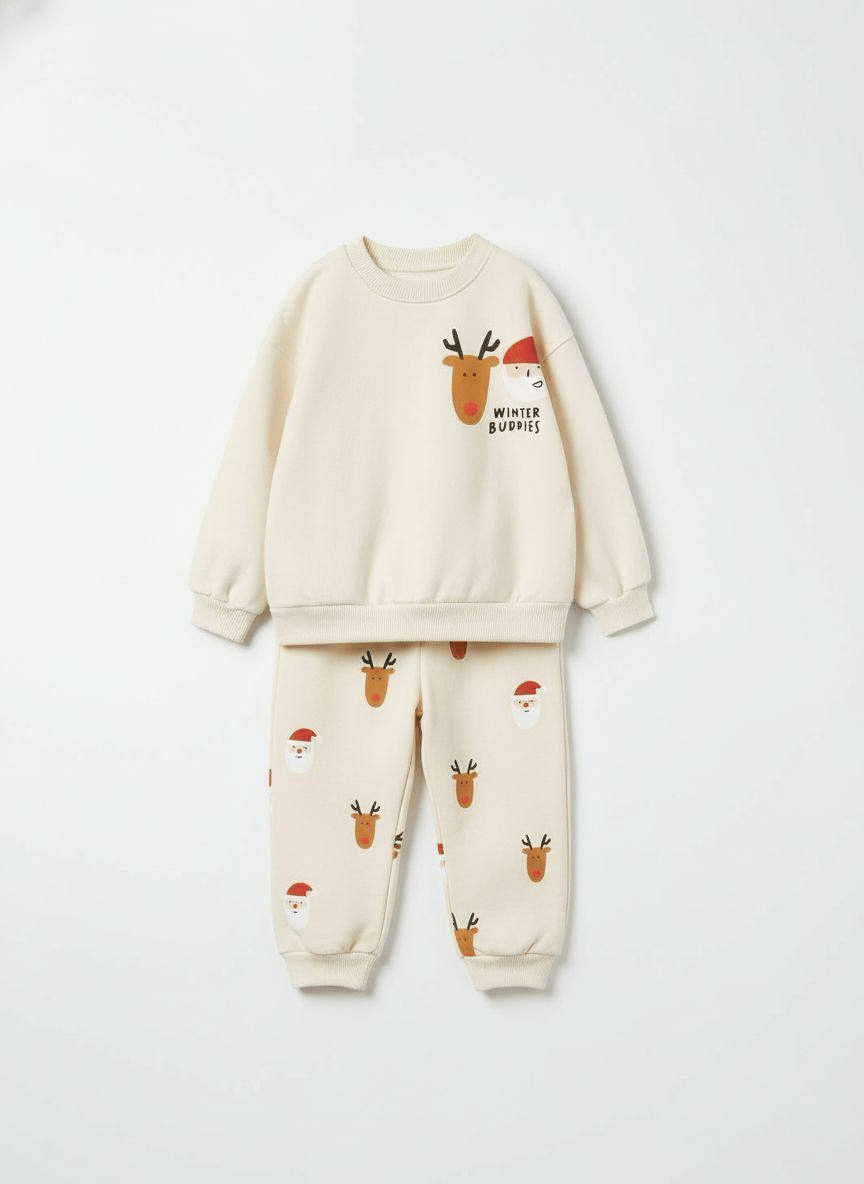 La Ciel Paris – Christmas Temalı Krem Takım, Unisex, 2–7 Yaş